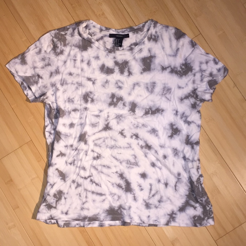 Green and White Tie Dye Tee
